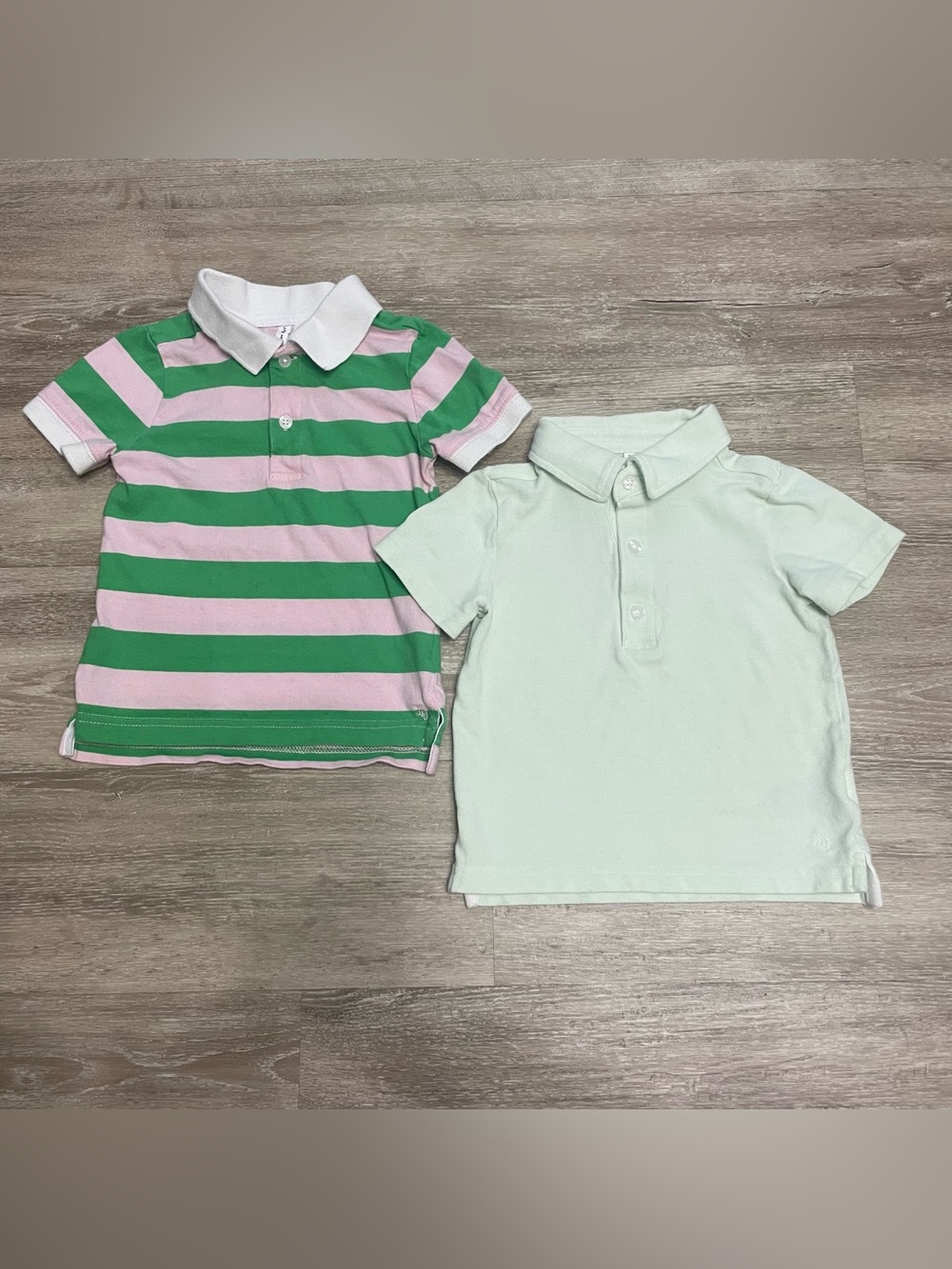 Lot Of 2 Janie and Jack Boys 12-18 Mth Short Sleeve Cotton Polo Green & Pink